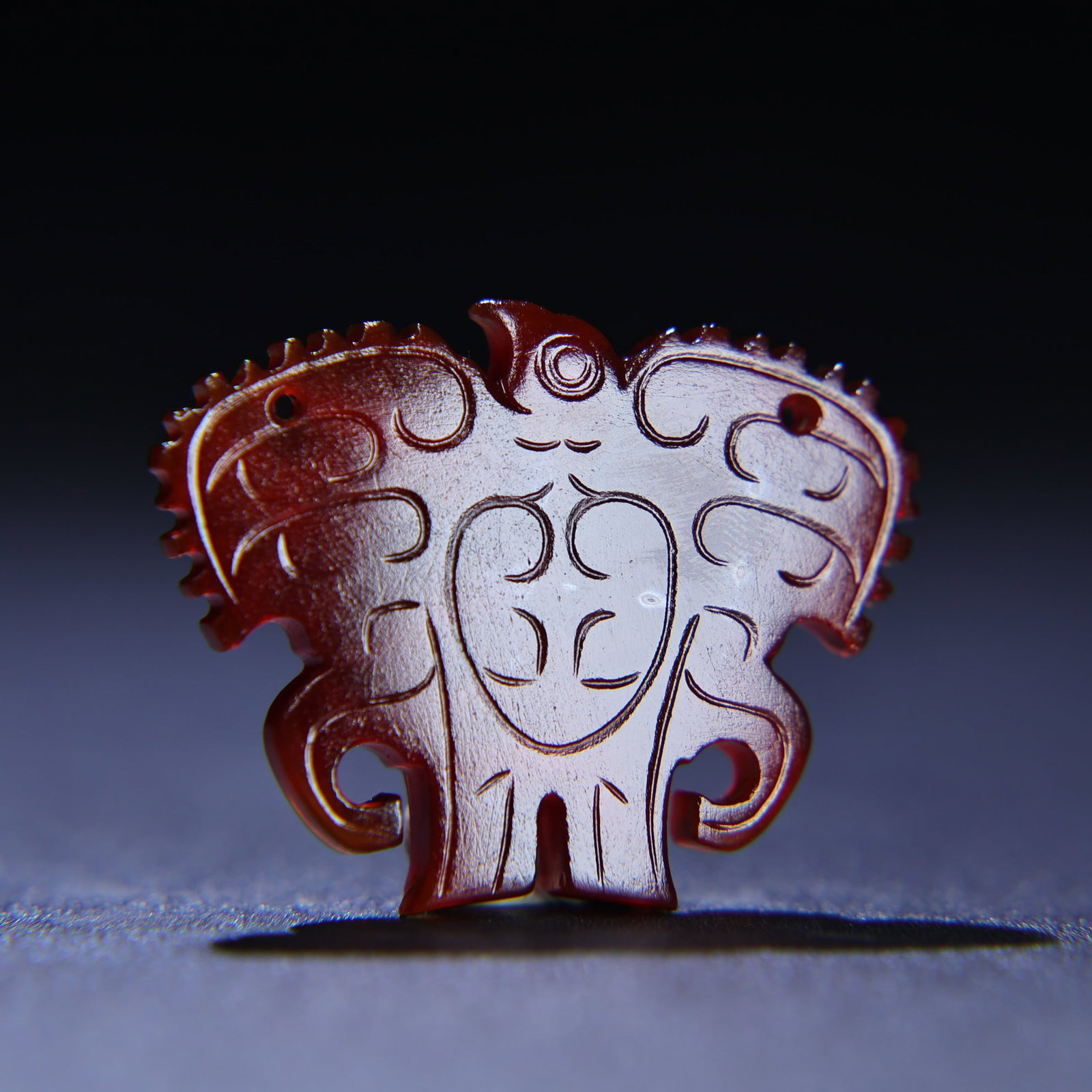 Old Red Agate Bird Pendant - 6