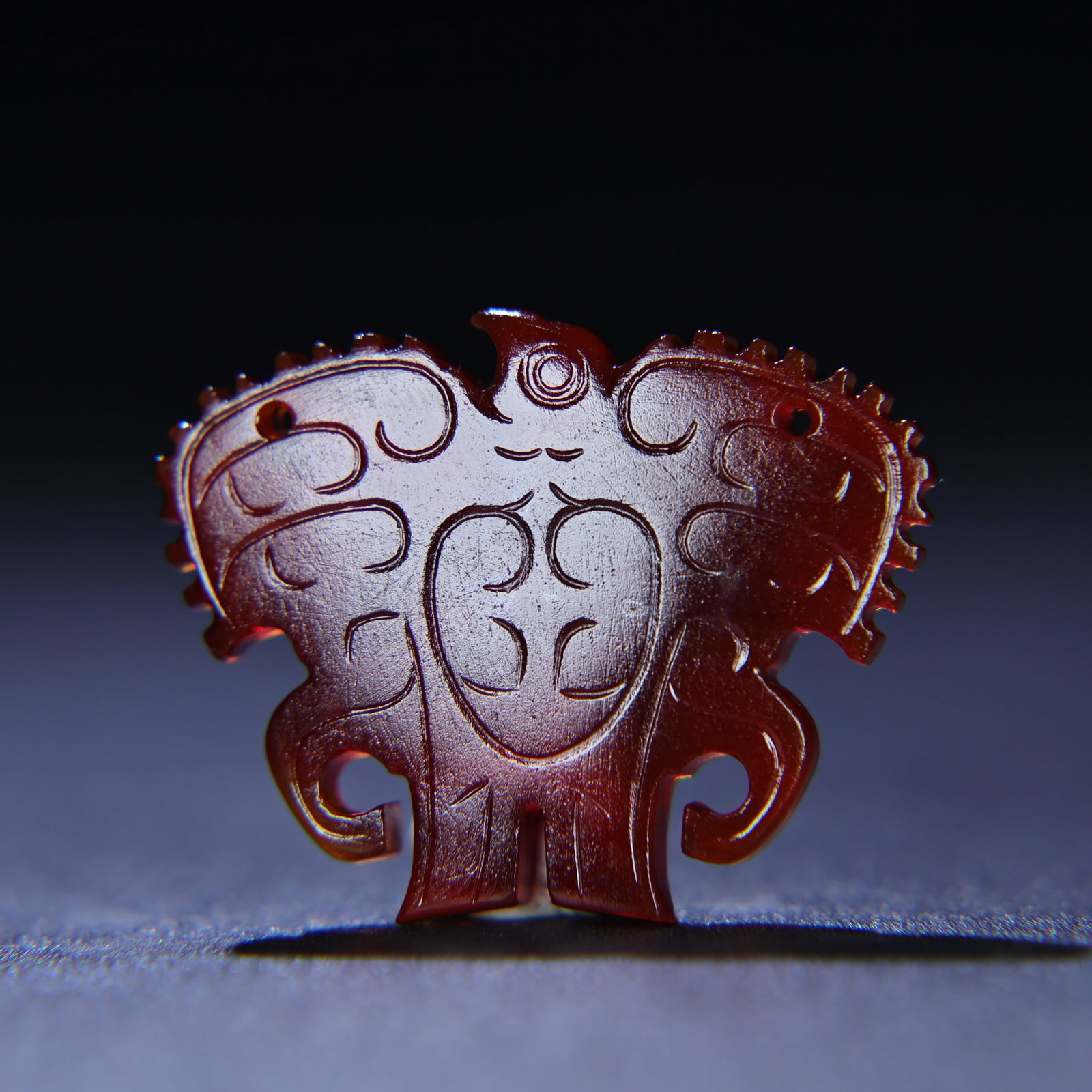 Old Red Agate Bird Pendant - 8