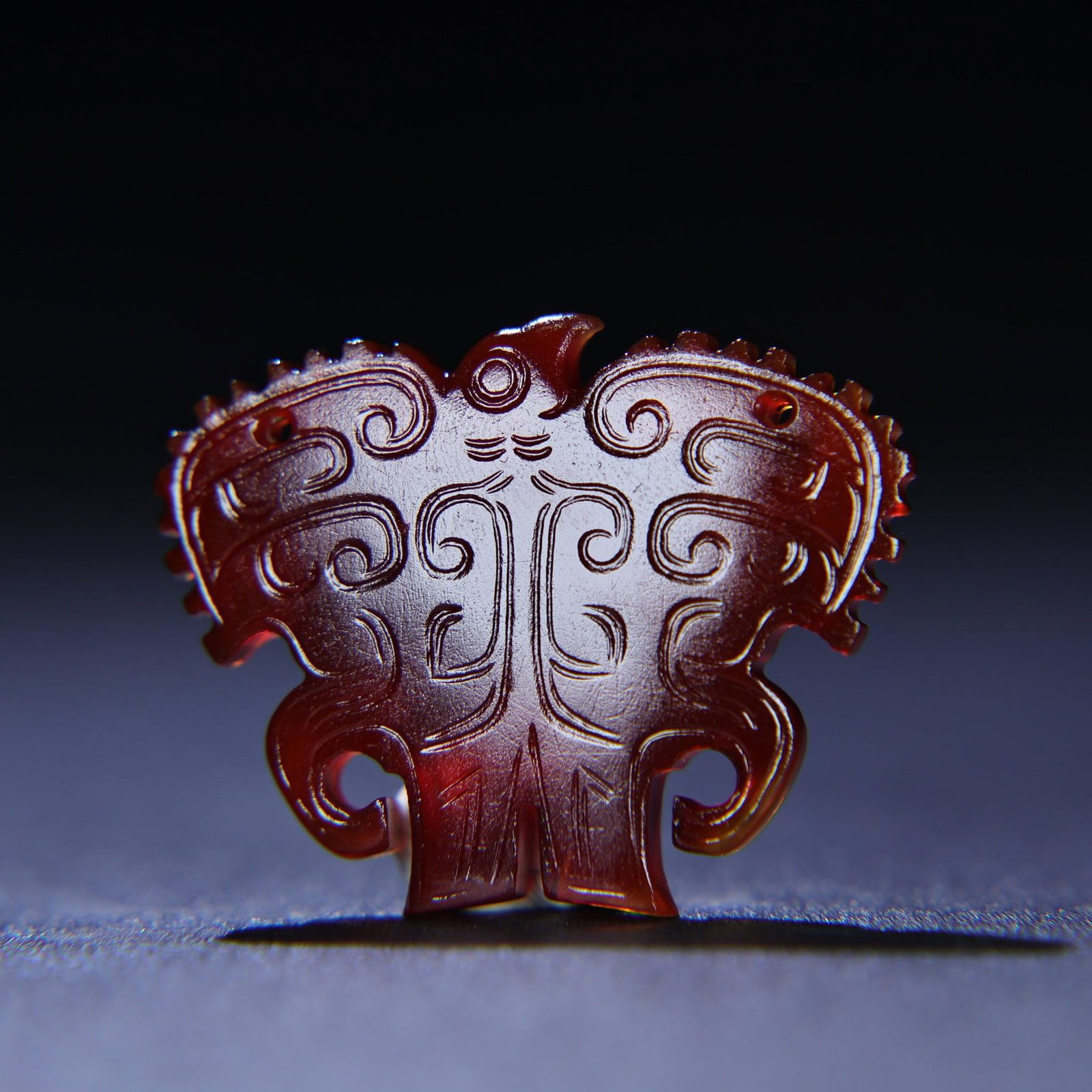 Old Red Agate Bird Pendant - 9