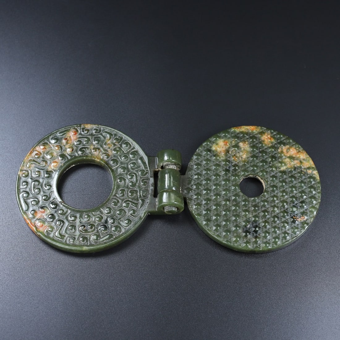 Vintage Green Hetian Jade Bi Statue - 7
