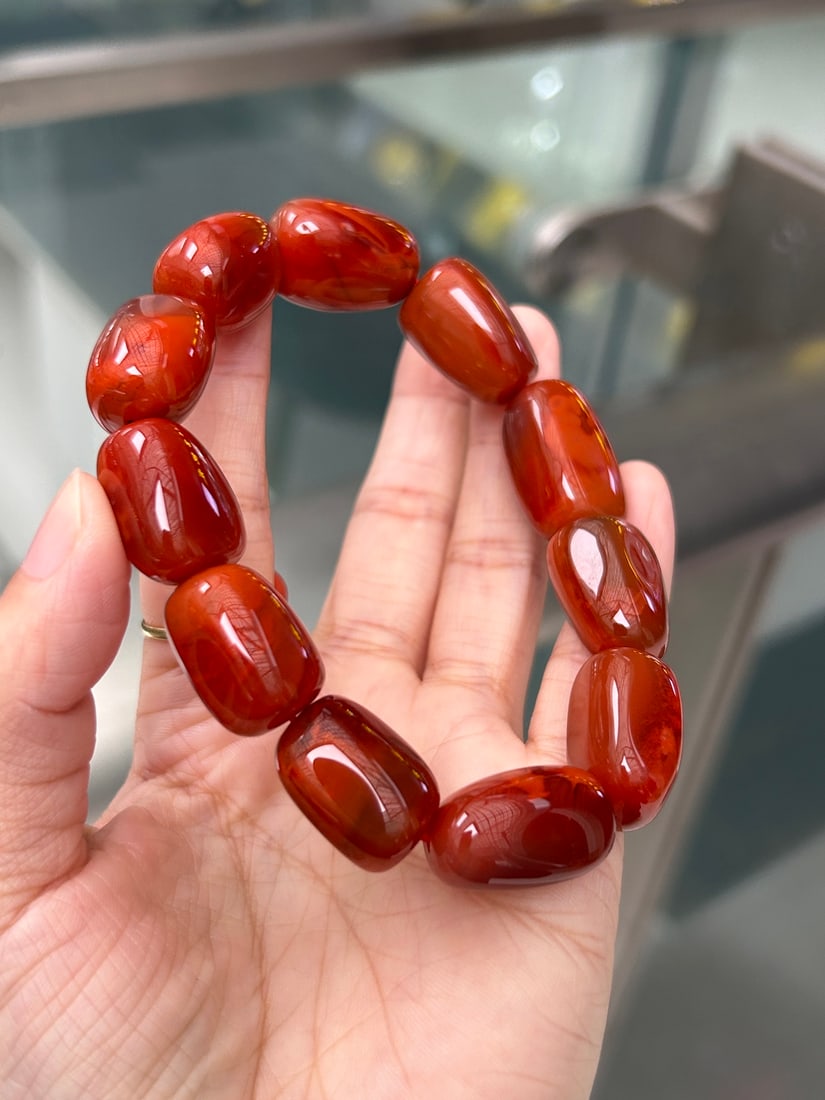 Chinese Natural Nanhong Agate Original Stone Bracelet - 2