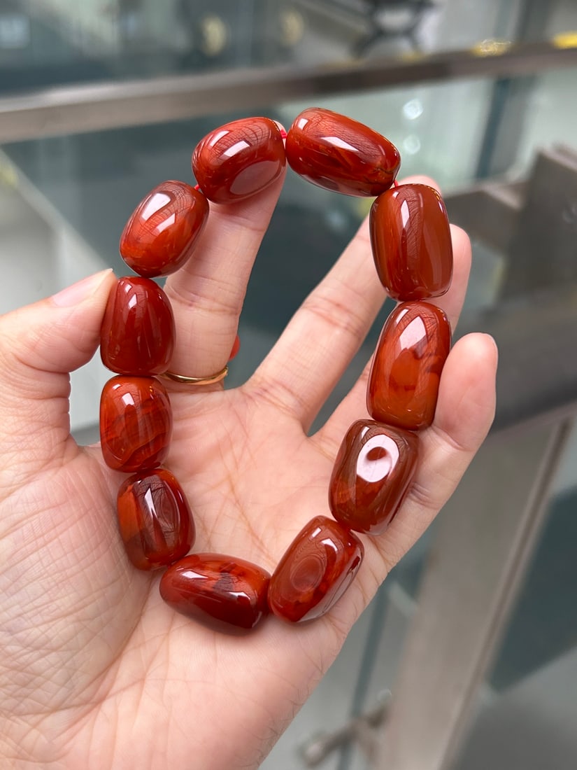 Chinese Natural Nanhong Agate Original Stone Bracelet - 4