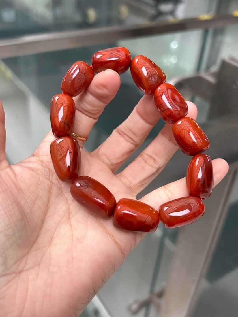 Chinese Natural Nanhong Agate Original Stone Bracelet - 5