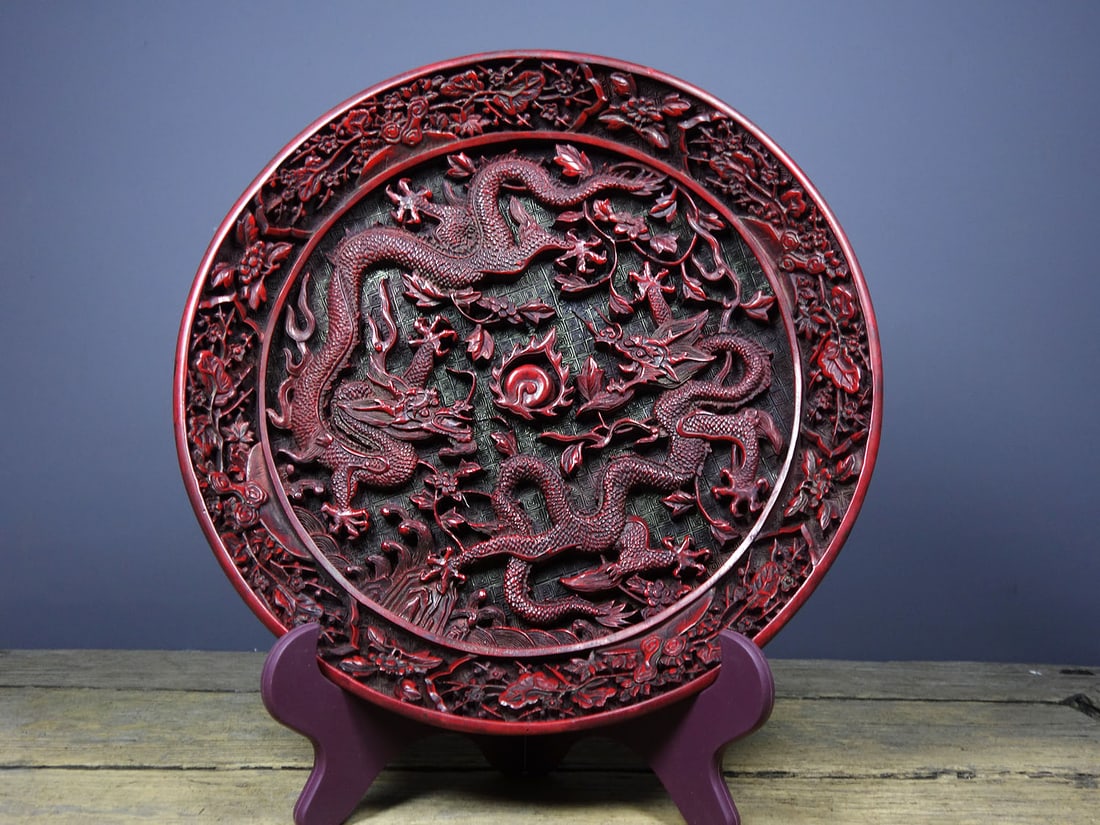 Old Red Lacquerware Double Dragon Plate: Title: Old Hetian Jade Dragon Pendant Date/Period: After2056 Origin: Chinese Dimension: 59x80x25(mm) 2.32x3.15x0.98(inches) Weight 0.35 lbs/157g Materials: Hetian Jade Reserve: $399.00 Shipping: Domes