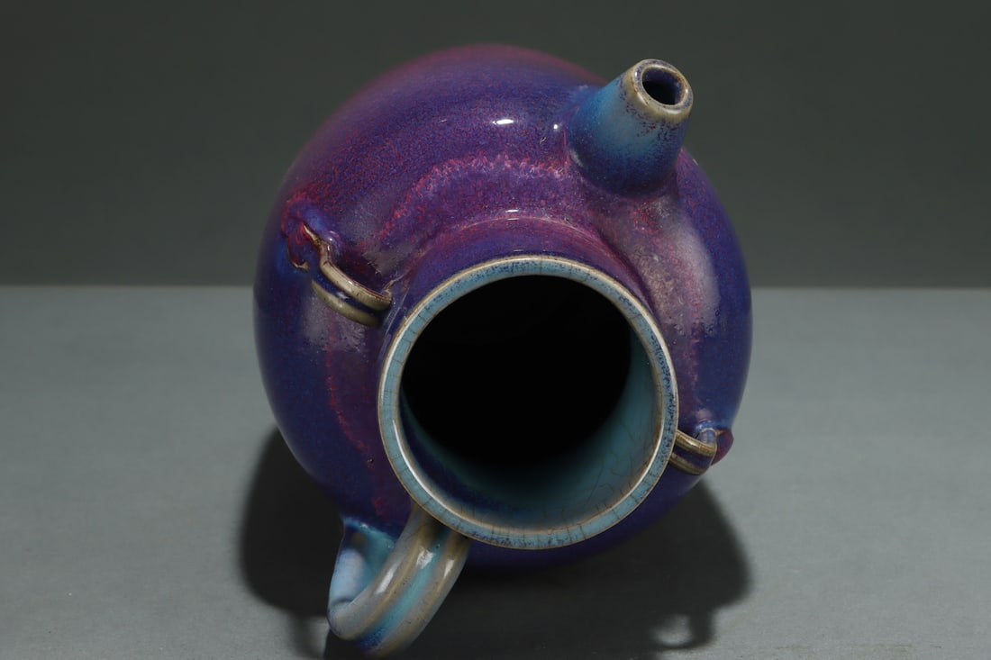 Old Chinese Variable Glaze Jun Kiln Porcelain Pot w Box - 7