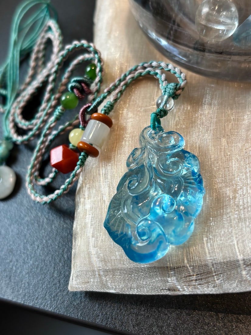 Beautiful Natural Aquamarine Ruyi Pendant - 2
