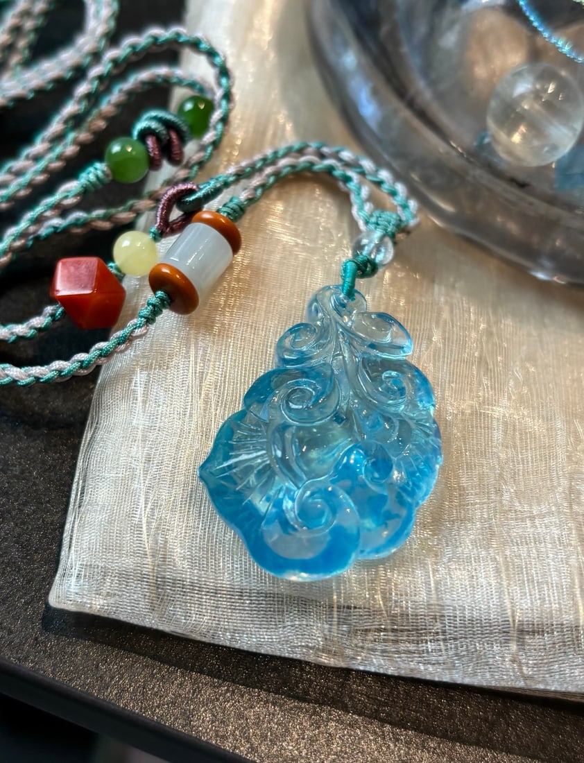 Beautiful Natural Aquamarine Ruyi Pendant - 3