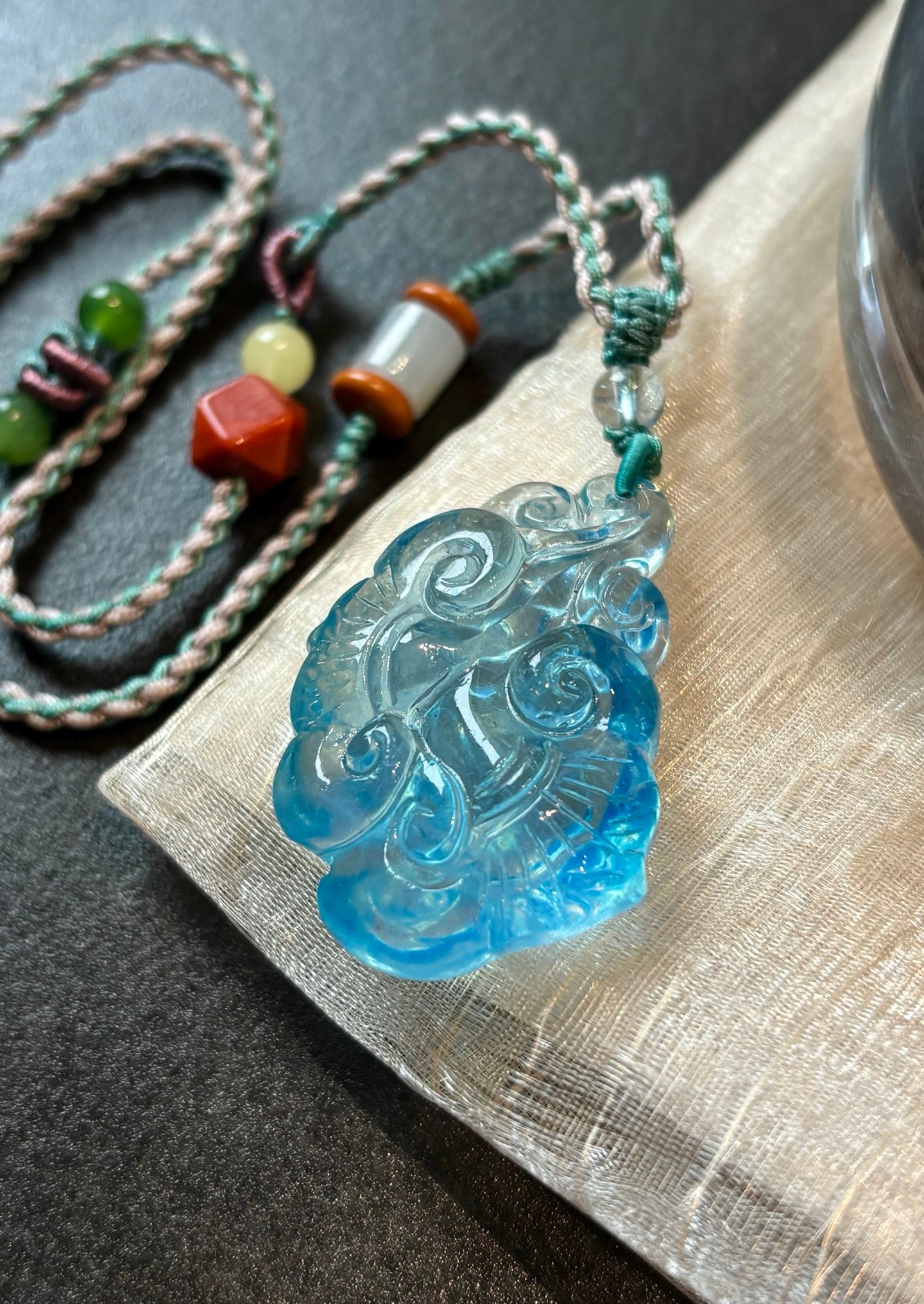 Beautiful Natural Aquamarine Ruyi Pendant - 4