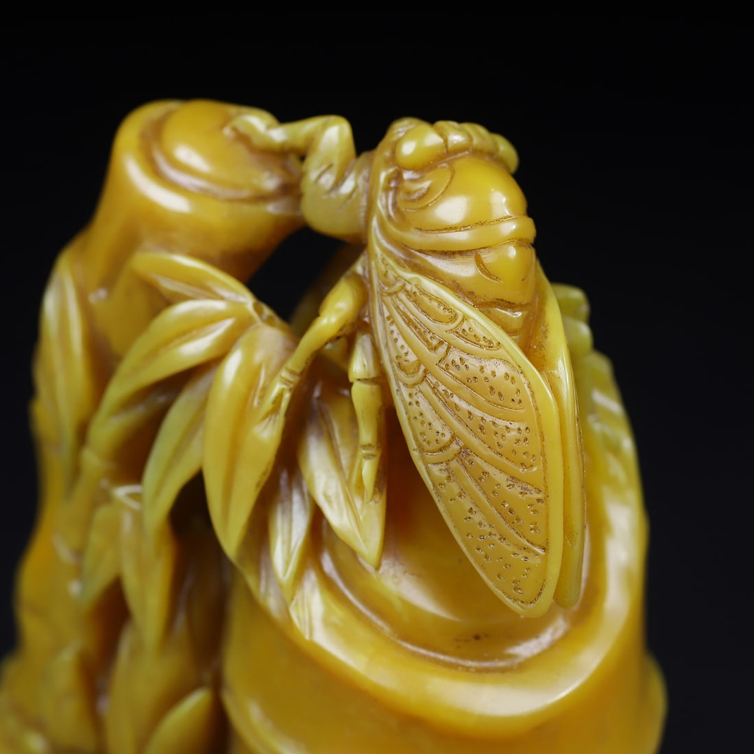 Vintage Shoushan Soapstone Hand-Carved Seal/Stamp Bamboo Cicada - 7