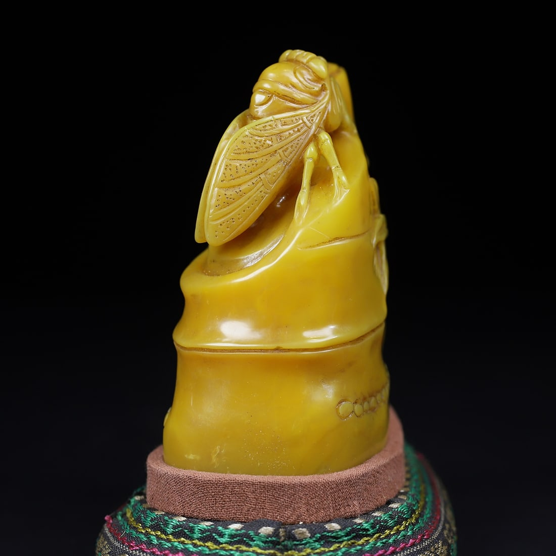 Vintage Shoushan Soapstone Hand-Carved Seal/Stamp Bamboo Cicada - 8