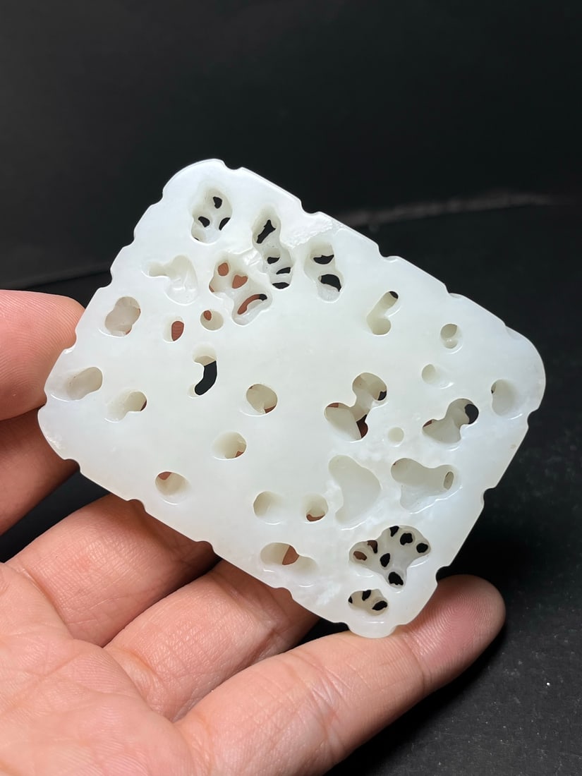 Superb White Hetian Jade Hand Carved Figure Pendant - 9