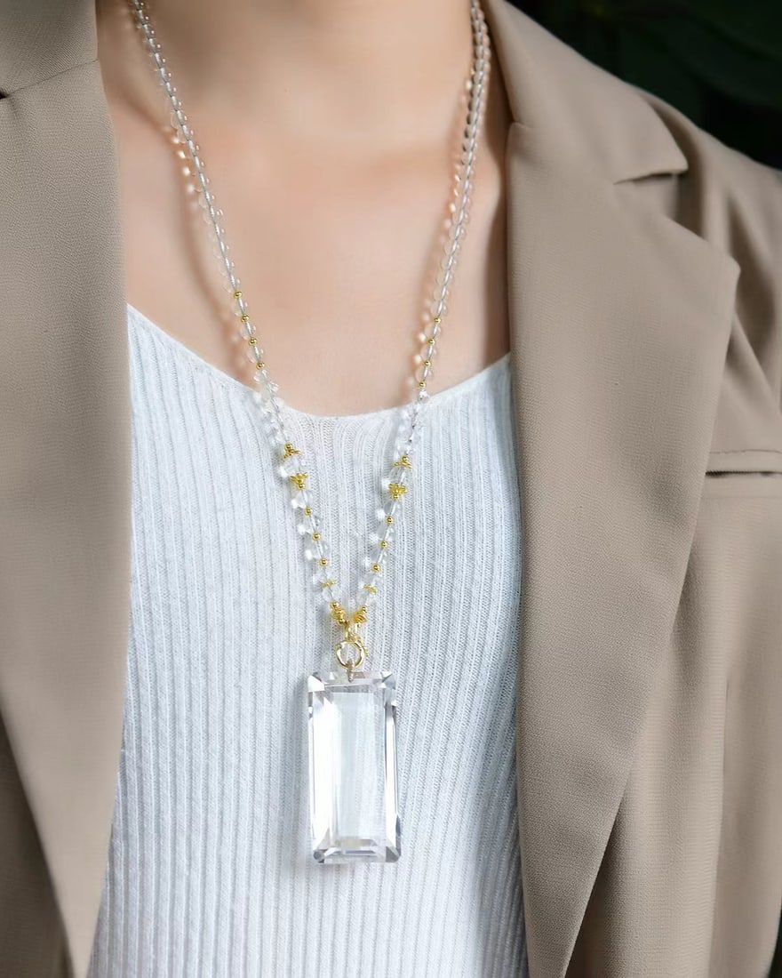 Natural White Crystal Lucky Pendant - 6
