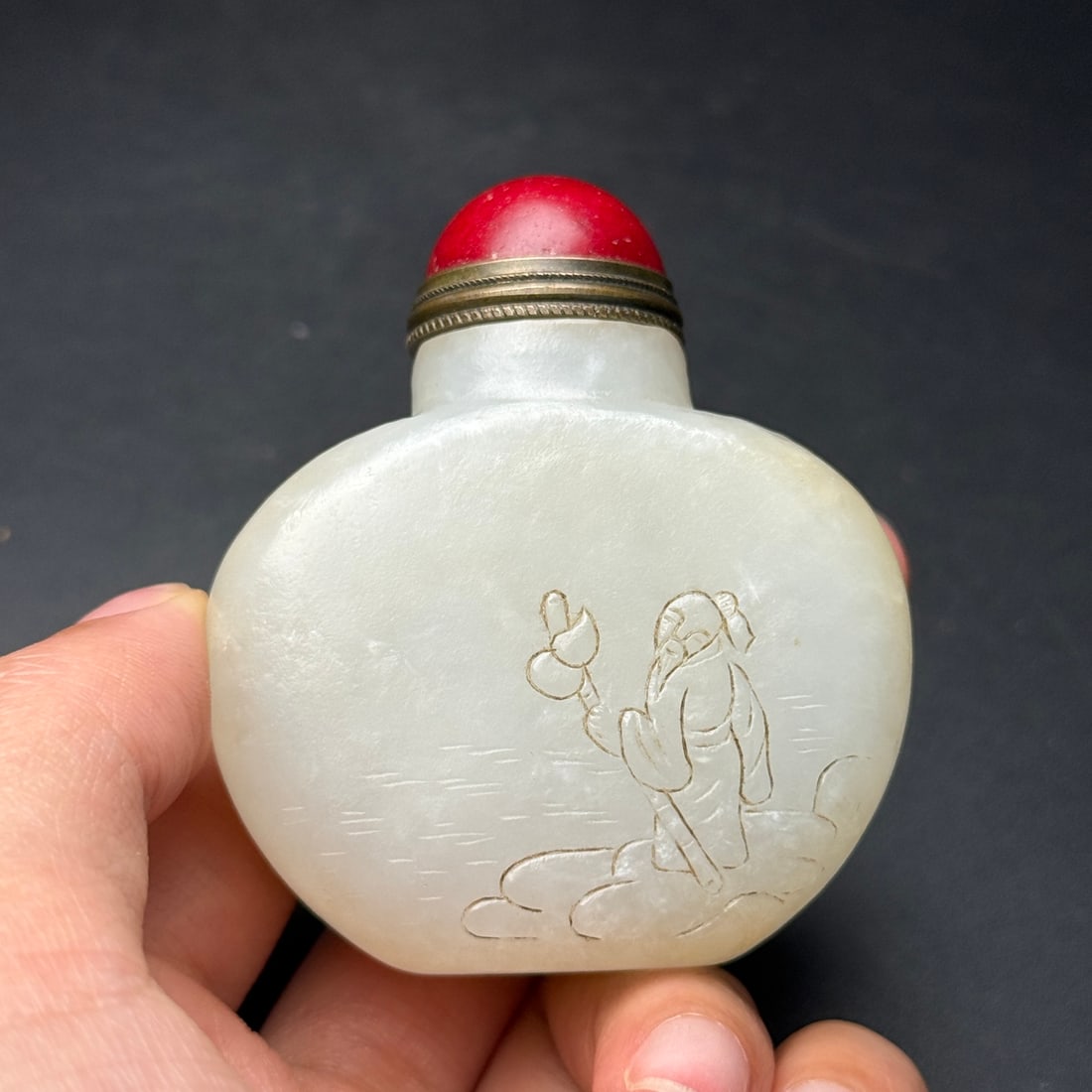 Old Hetian Jade Snuff Bottle - 8