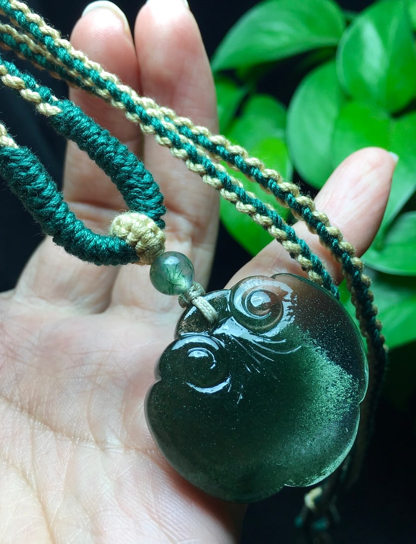 Natural Green Crystal Ruyi Pendant - 5