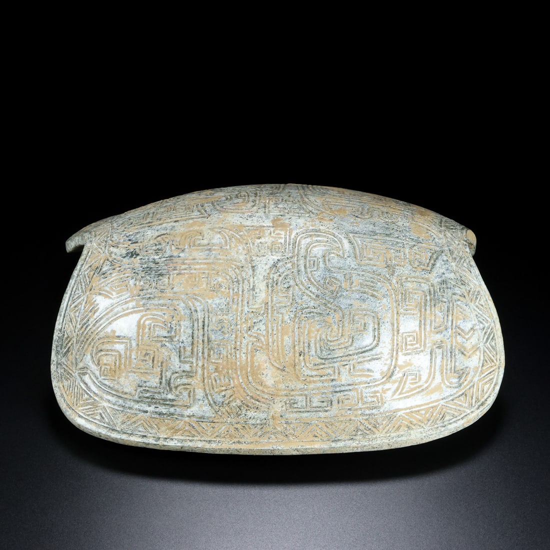 Vintage Hetian Jade Turtle Shell Statue: Title: Old Hetian Jade Dragon Pendant Date/Period: After2078 Origin: Chinese Dimension: 59x80x25(mm) 2.32x3.15x0.98(inches) Weight 0.35 lbs/157g Materials: Hetian Jade Reserve: $2,599.00 Shipping:
