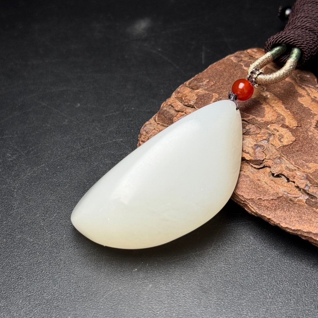 White Hetian Jade Original Stone Pendant - 4