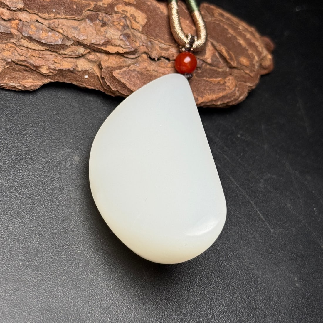 White Hetian Jade Original Stone Pendant - 7
