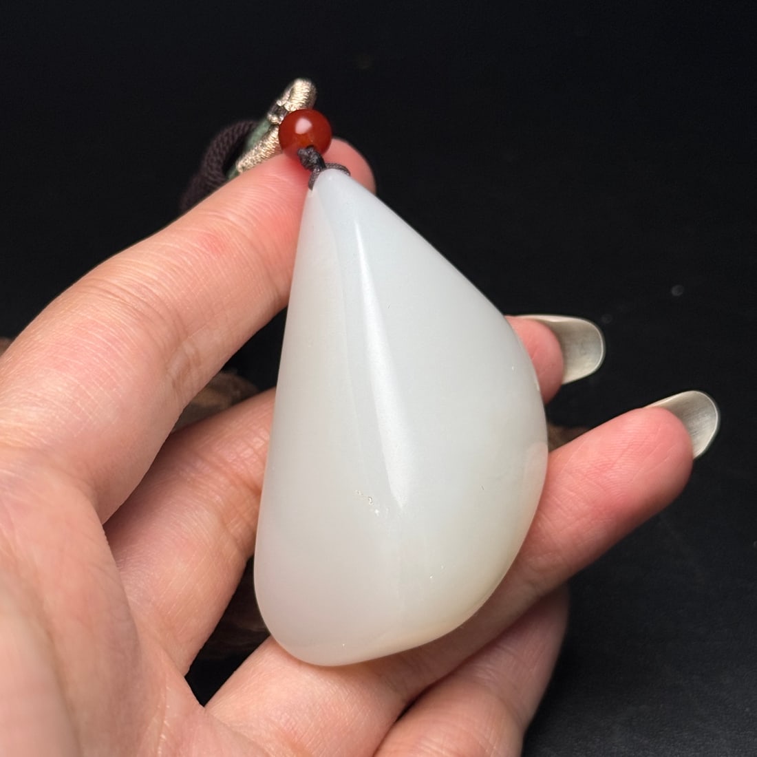 White Hetian Jade Original Stone Pendant - 8