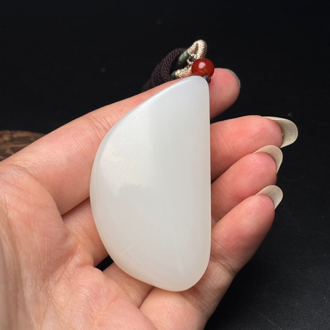 White Hetian Jade Original Stone Pendant - 9