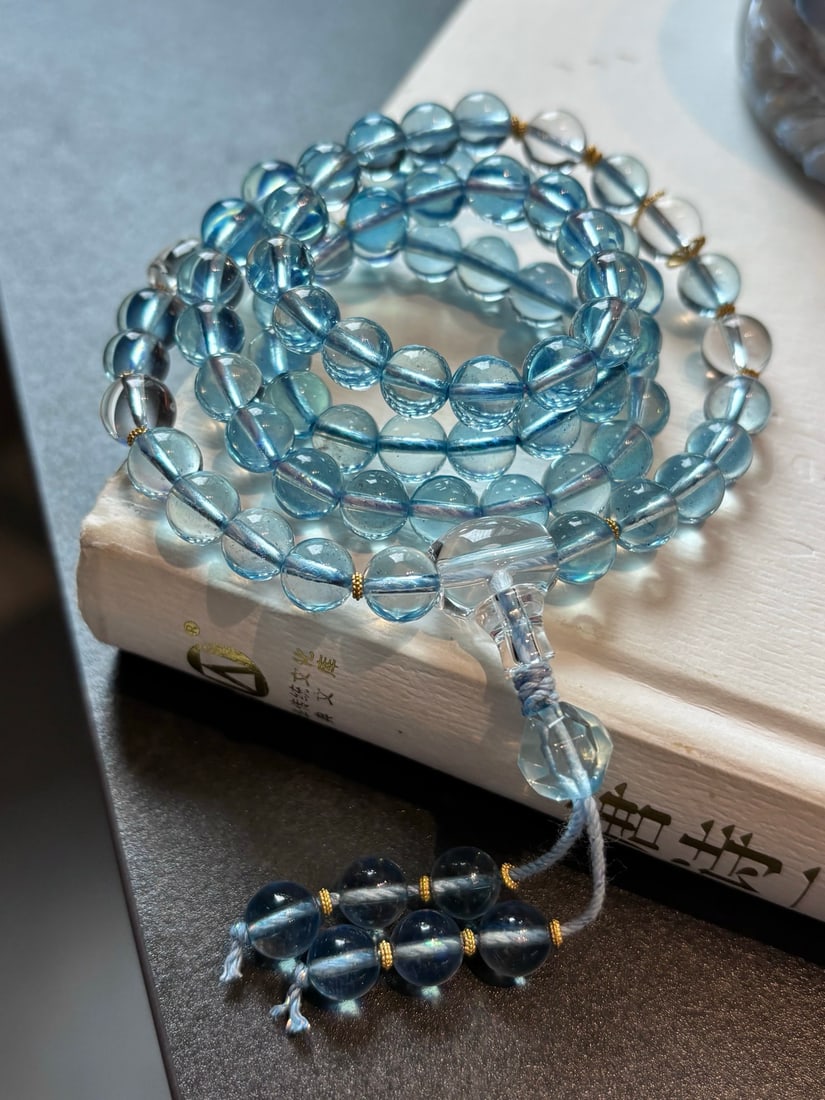 7.6mm Beautiful Natural Aquamarine Hand Chain - 2