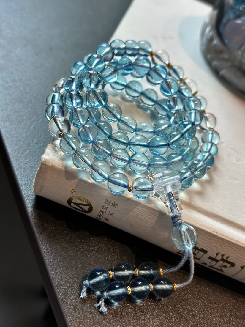 7.6mm Beautiful Natural Aquamarine Hand Chain - 3