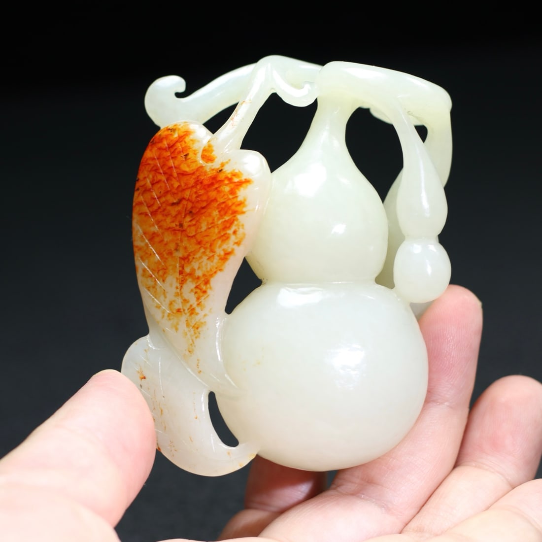 Natural Hetian Jade Carved Gourd Statue - 5