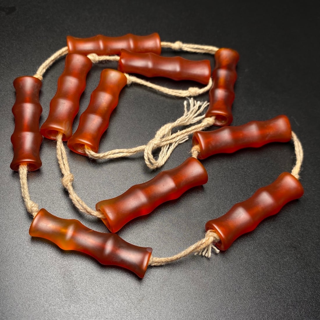Old Agate Bamboo Joint Necklace - 4