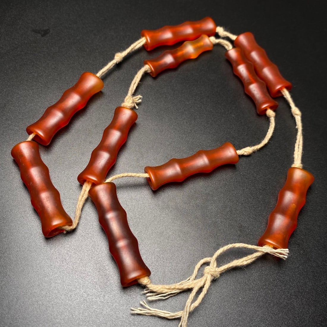 Old Agate Bamboo Joint Necklace - 6