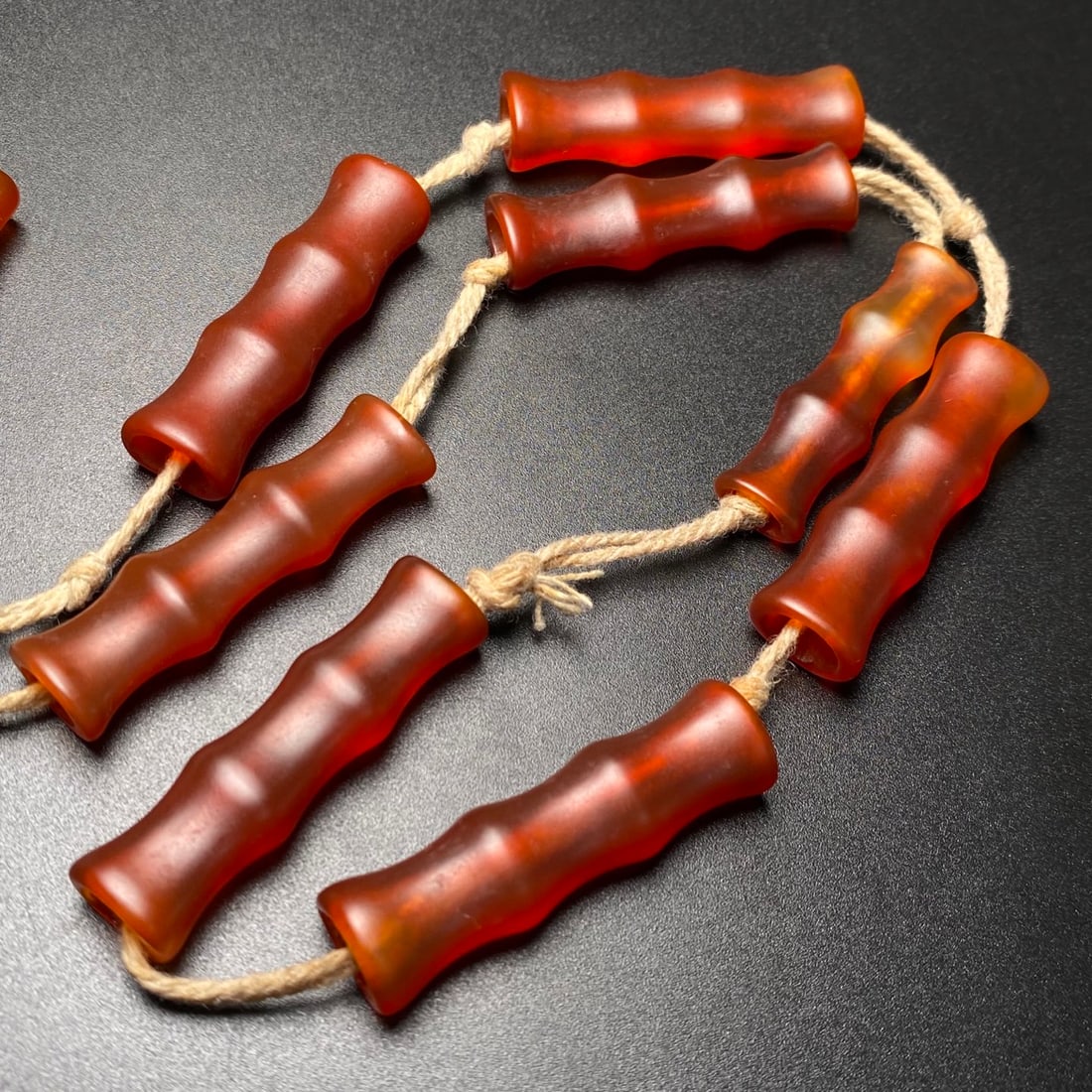 Old Agate Bamboo Joint Necklace - 7