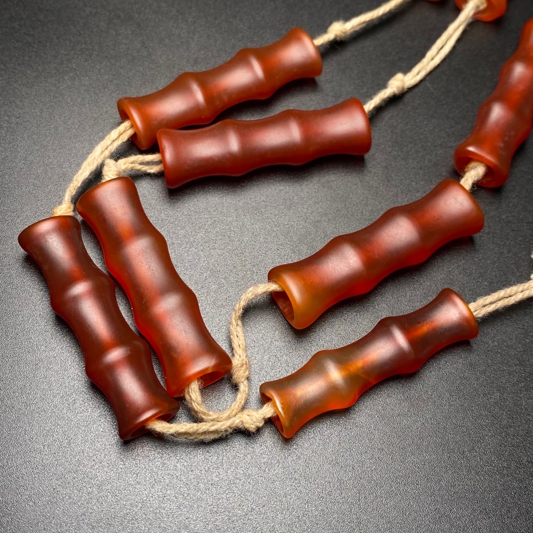 Old Agate Bamboo Joint Necklace - 8