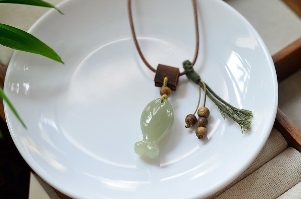 Natural Hetian Jade Pendant - Fish - 2