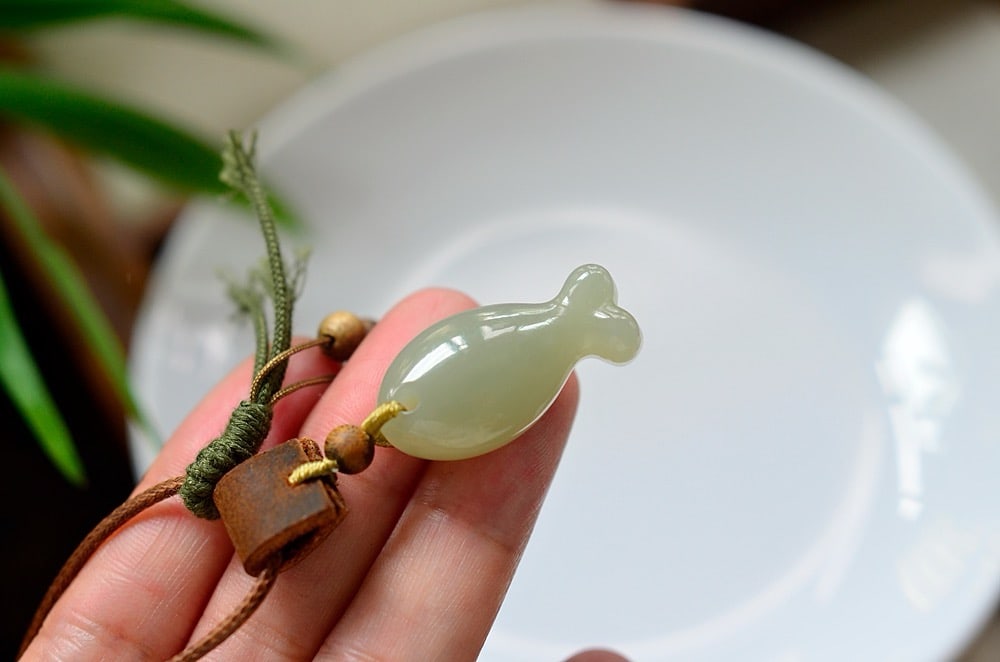 Natural Hetian Jade Pendant - Fish - 5