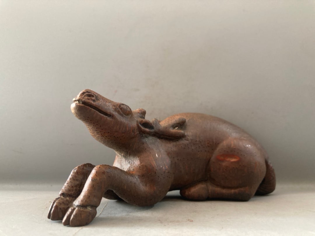 Old Bamboo Deer Statue - 2
