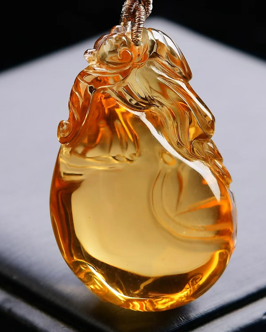 Natural Yellow Citrine Money Poket Pendant - 2