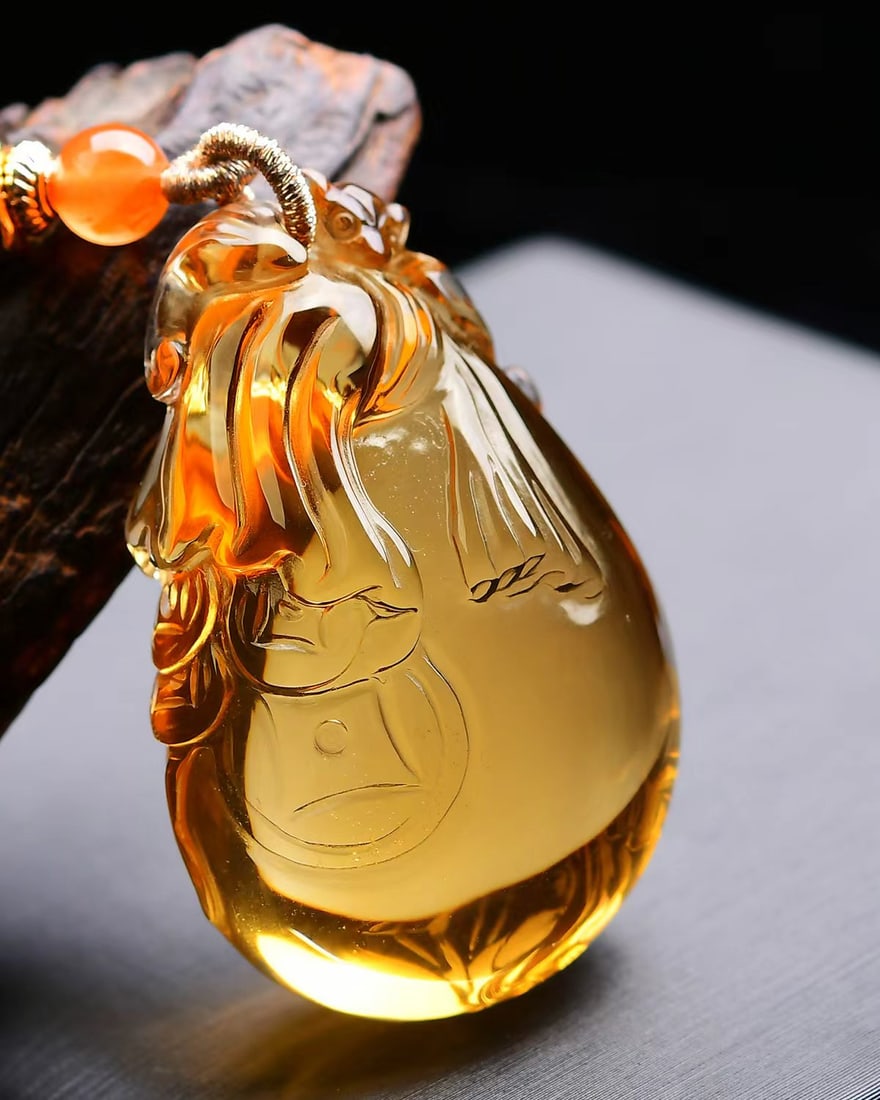 Natural Yellow Citrine Money Poket Pendant - 3