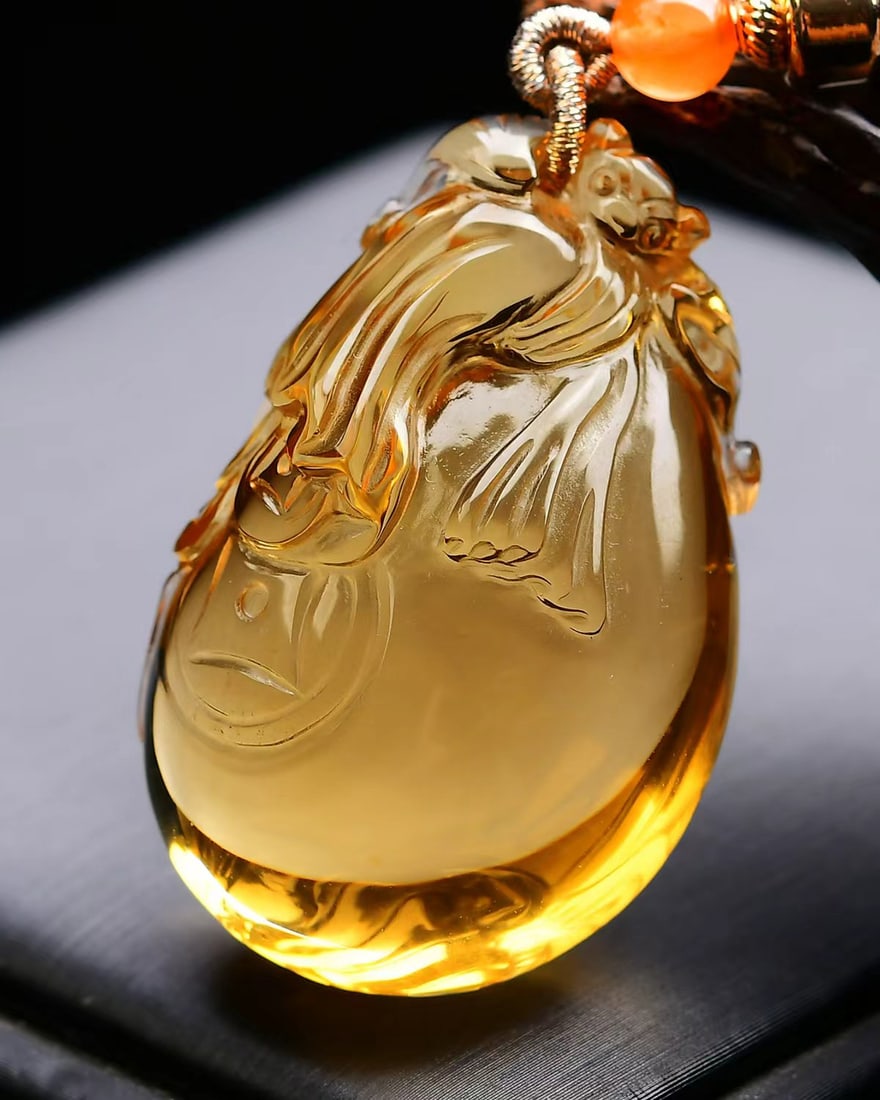 Natural Yellow Citrine Money Poket Pendant - 4