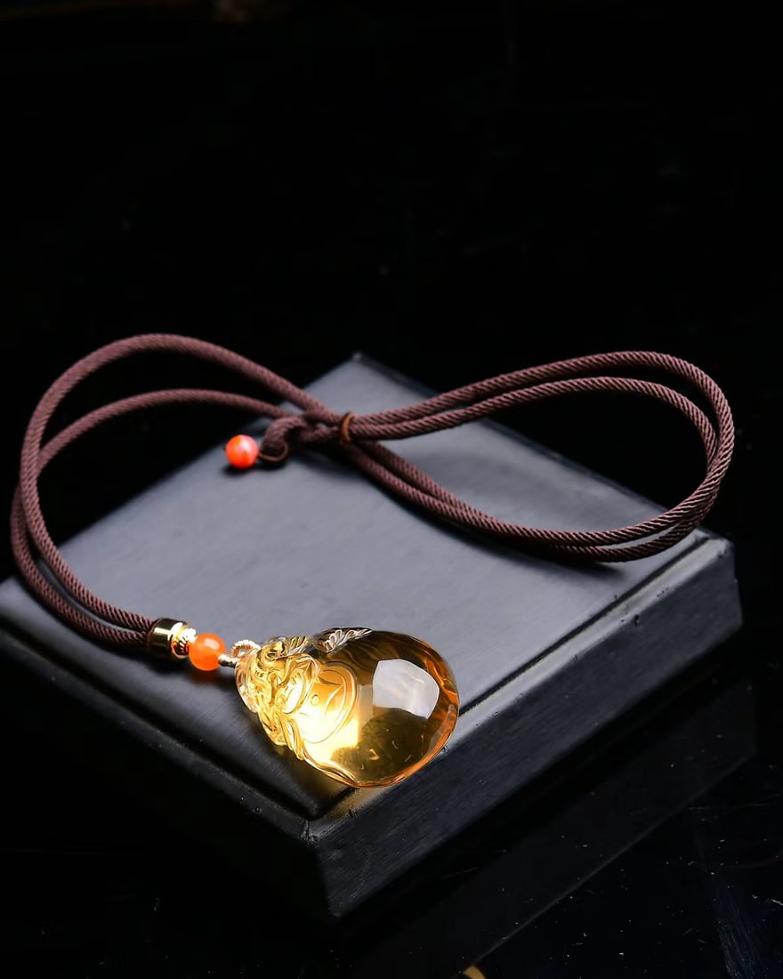 Natural Yellow Citrine Money Poket Pendant - 5