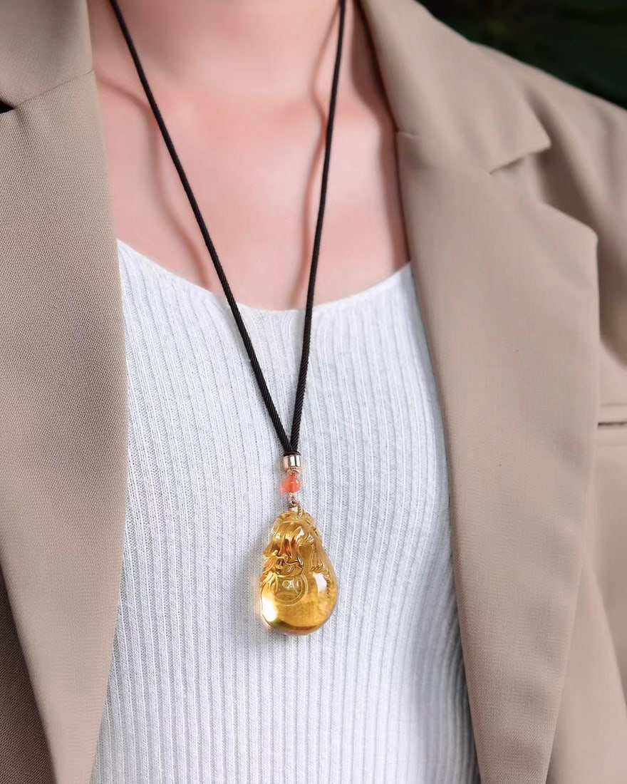 Natural Yellow Citrine Money Poket Pendant - 6