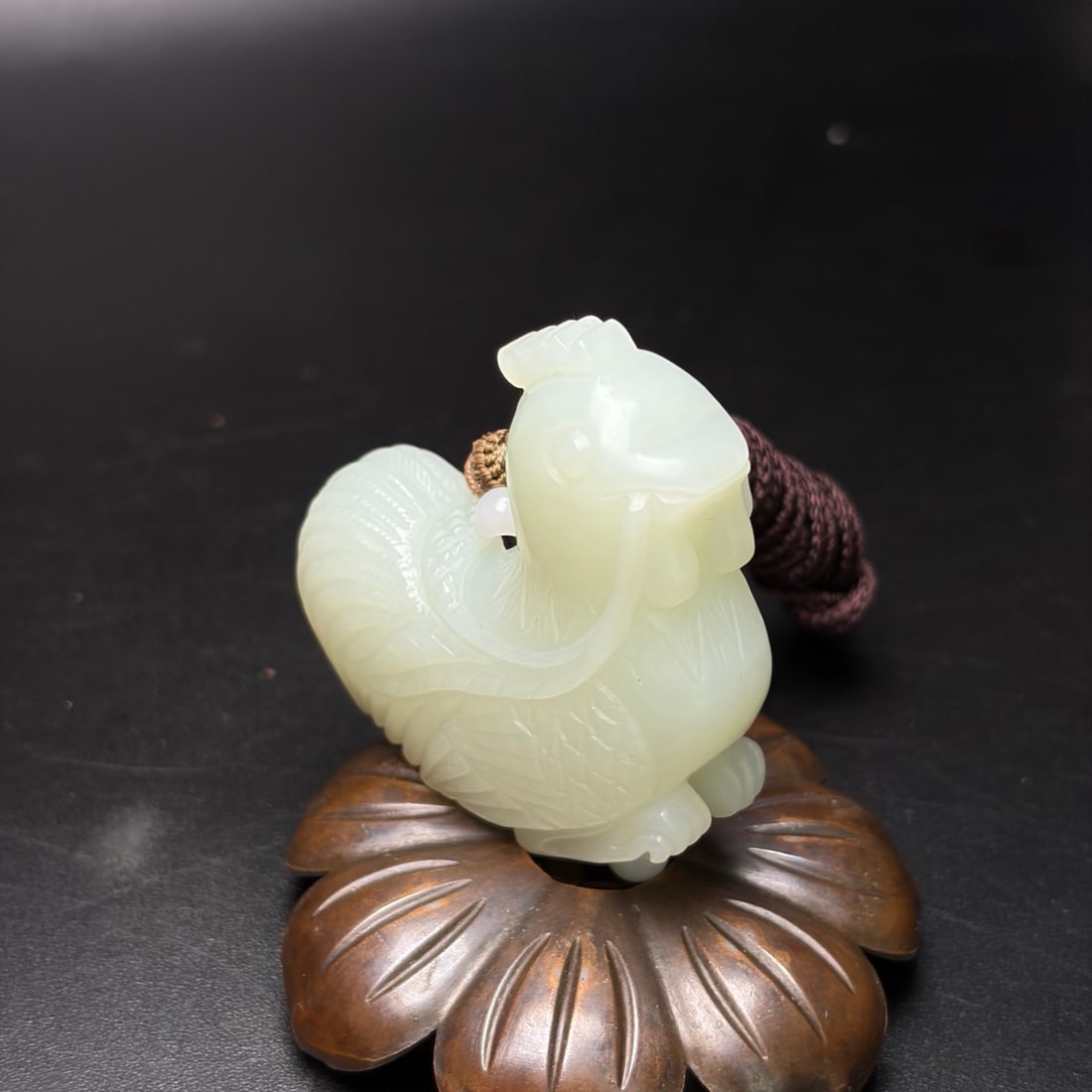 Natural White Hetian Jade Pendant - Rooster - 7