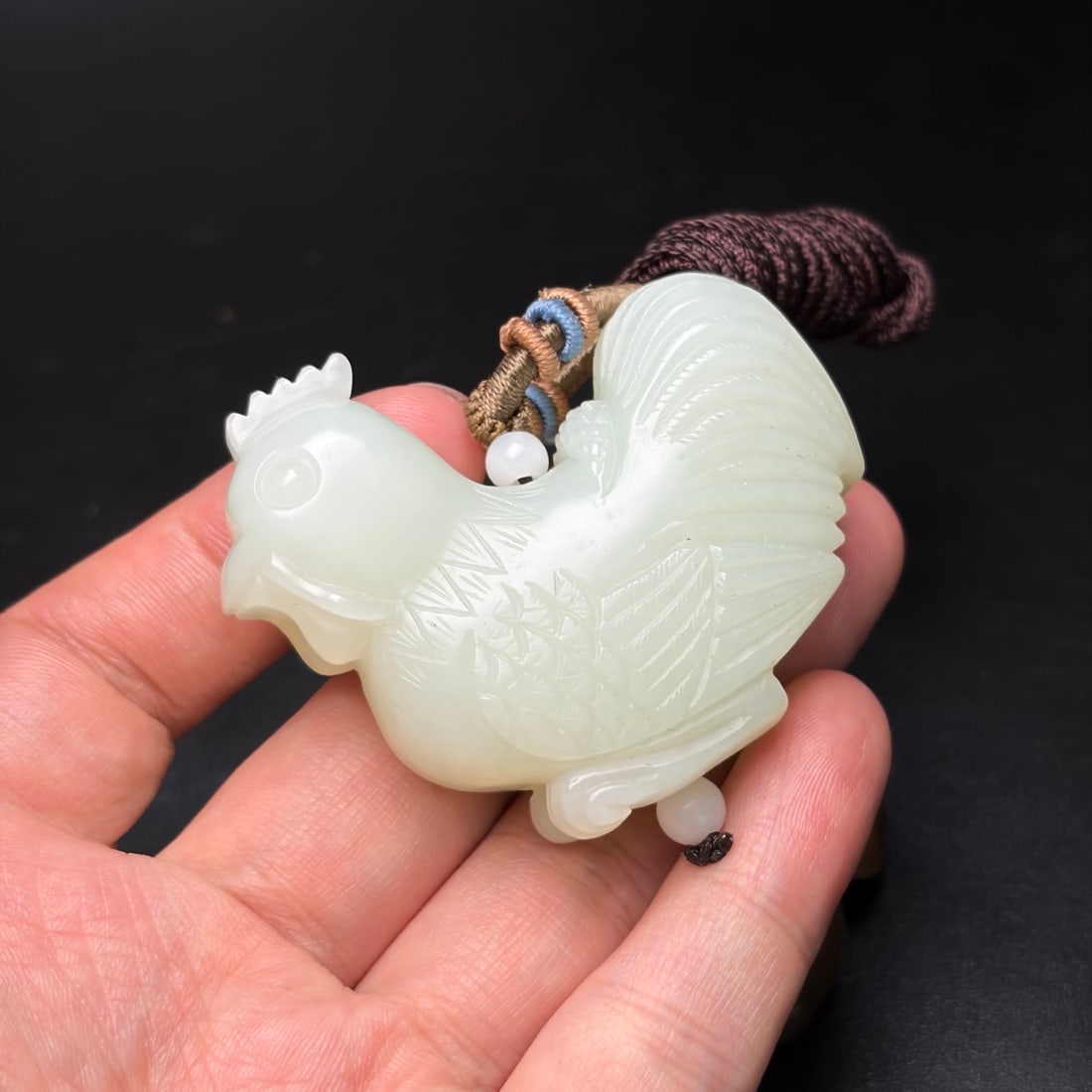 Natural White Hetian Jade Pendant - Rooster - 8