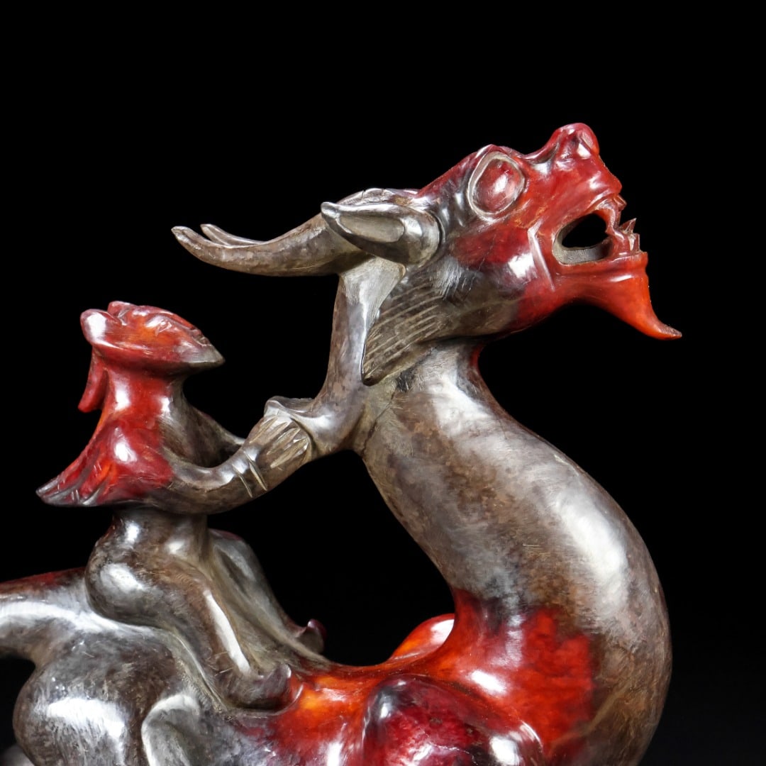 Vintage Hetian Jade Dragon & Figure Statue - 4