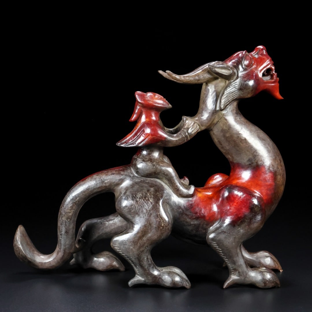 Vintage Hetian Jade Dragon & Figure Statue - 5