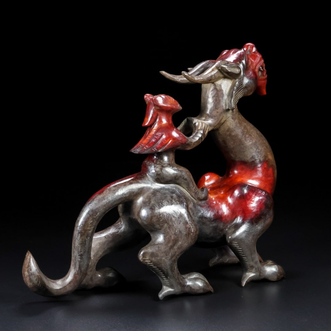 Vintage Hetian Jade Dragon & Figure Statue - 6