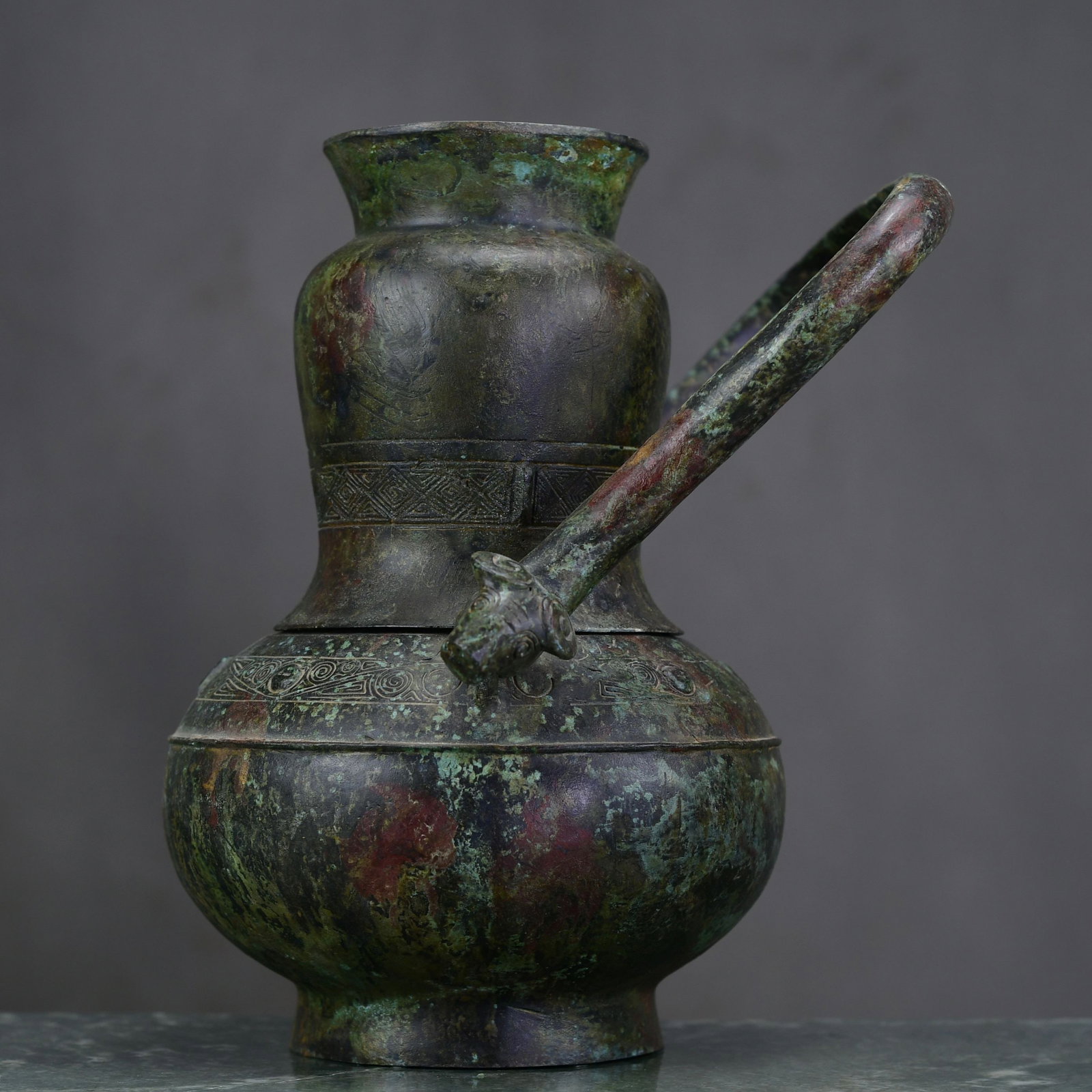 Vintage Bronze Handle Bottle - 4