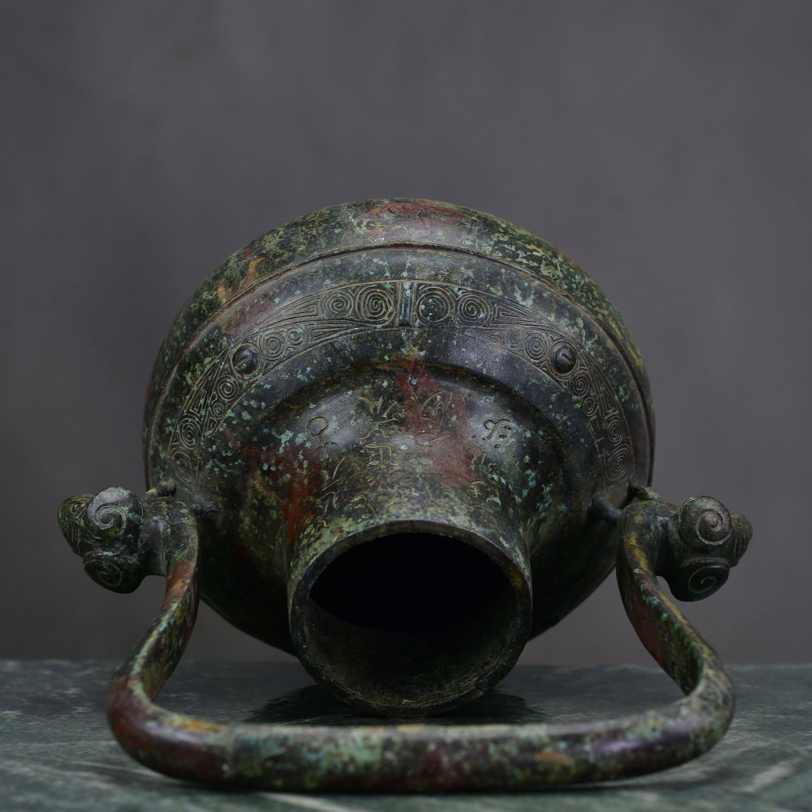 Vintage Bronze Handle Bottle - 8