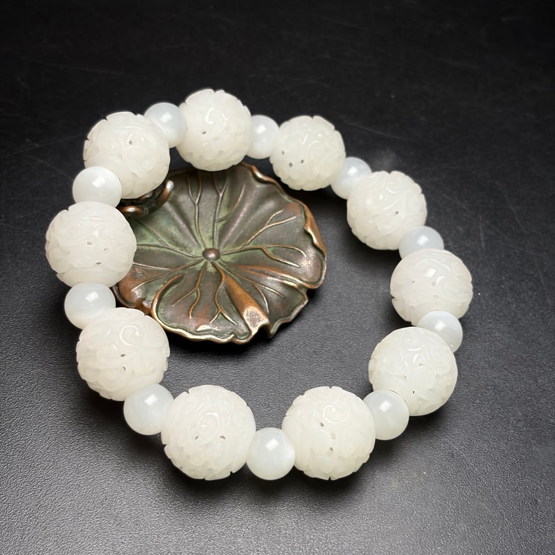 Openwork Hetian Jade Beads Bracelet - 2