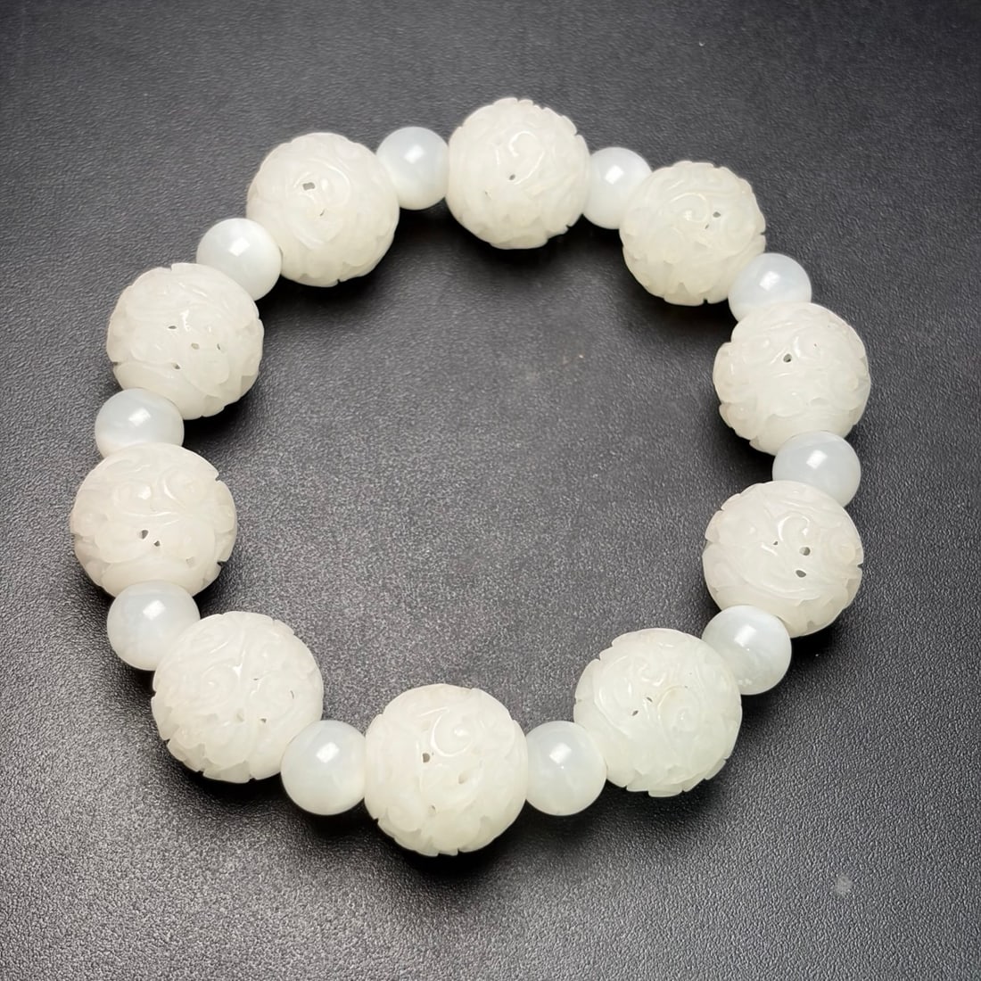 Openwork Hetian Jade Beads Bracelet - 6