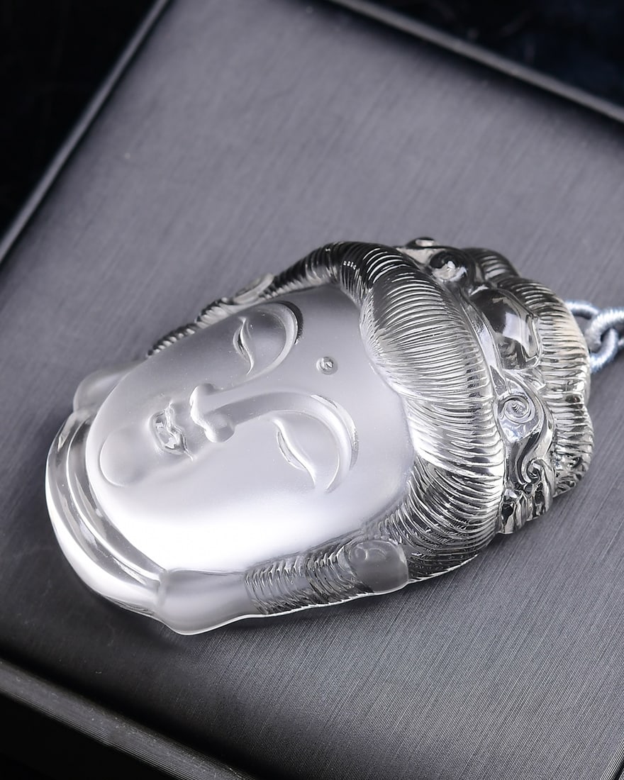 Natural White Crystal Carved Kwan-yin Pendant - 4