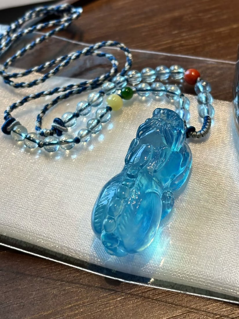 Natural Aquamarine Hand Carved Pixiu Pendant: Title: Old Hetian Jade Dragon Pendant Date/Period: After2113 Origin: Chinese Dimension: 59x80x25(mm) 2.32x3.15x0.98(inches) Weight 0.35 lbs/157g Materials: Hetian Jade Reserve: $368.00 Shipping: