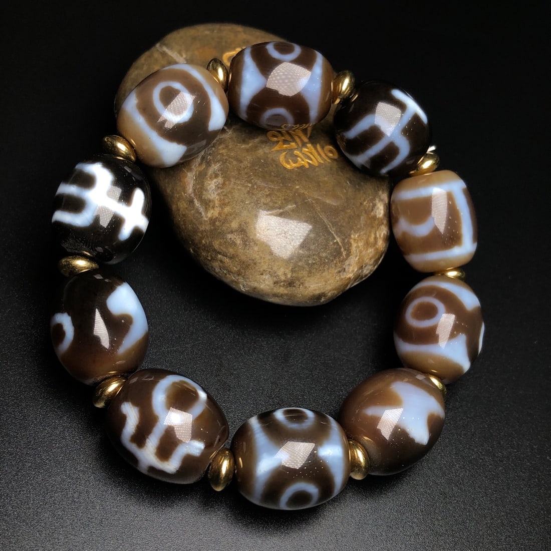 Old Tibetan DZI Agate Hand Chain - 4